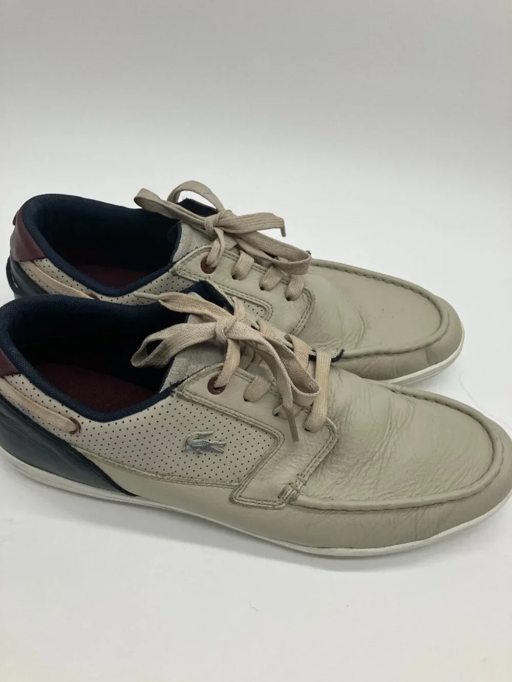 Lacoste Dreyfus Boat Shoes Perferated Leather Sneakers Mens Sz 11
